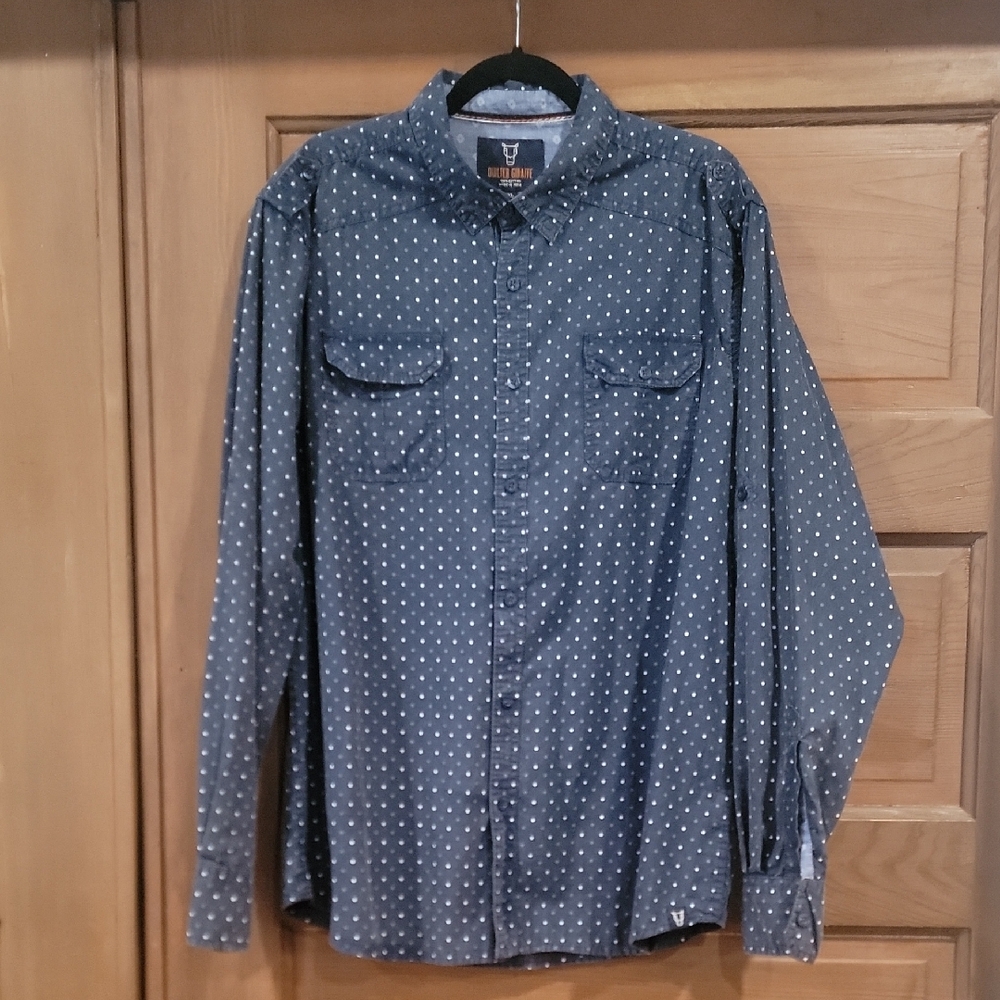 Men's Navy Polka Dot Button Down Shirt